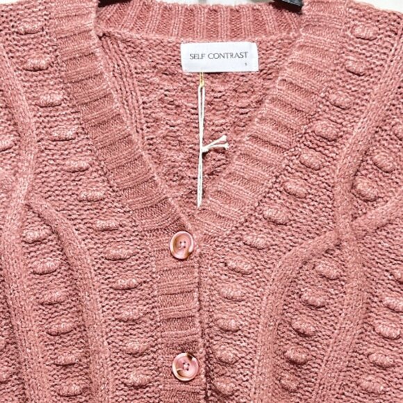 Anthropologie Self Contrast NWT Small Cable Knit Cropped Sweater Blush Pink - Picture 6 of 10